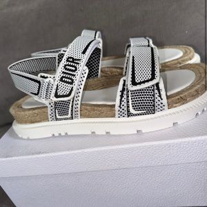 NIB Christian Dior Dioract White Technical Knit Espadrille Dad Sandals EU 42